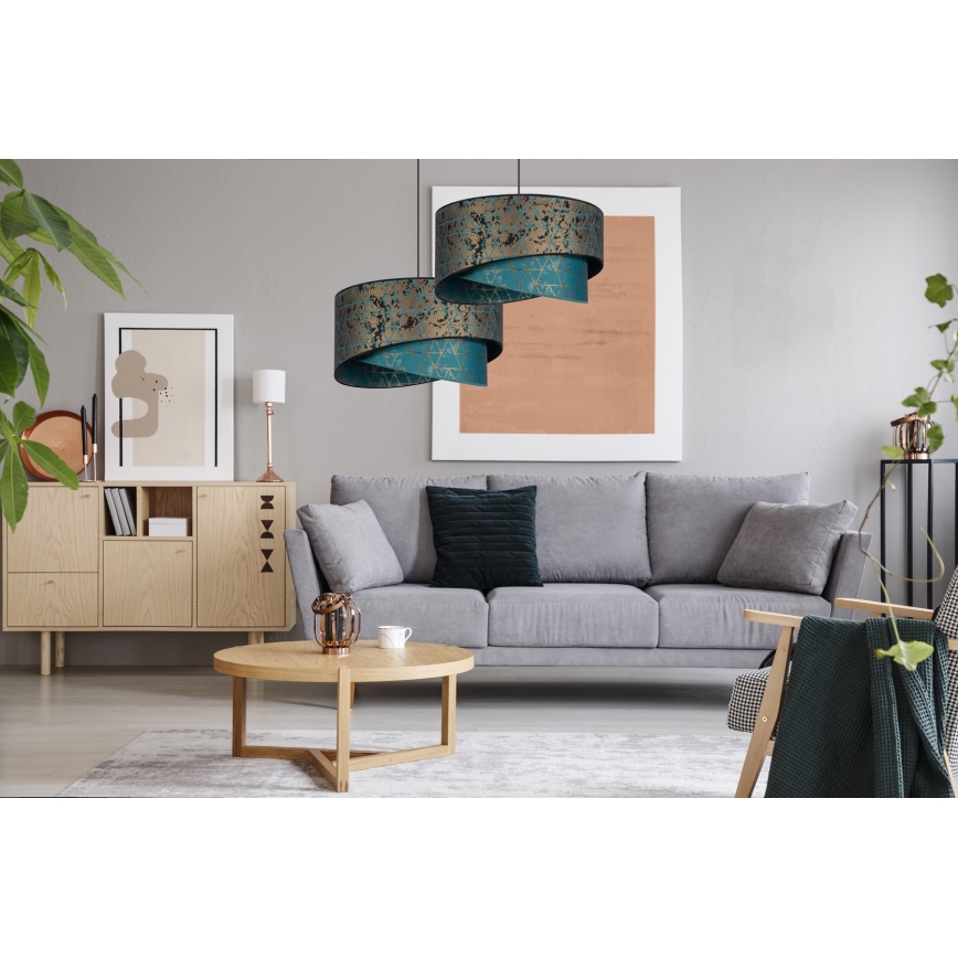Candelabro suspenso REZO 1xE27/60W/230V turquesa/dourado
