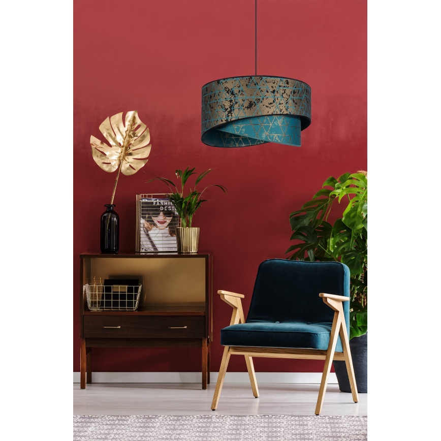 Candelabro suspenso REZO 1xE27/60W/230V turquesa/dourado