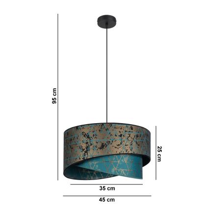 Candelabro suspenso REZO 1xE27/60W/230V turquesa/dourado