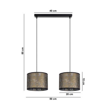Candelabro suspenso REZO 2xE27/60W/230V dourado
