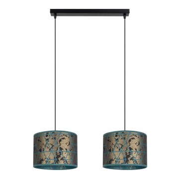 Candelabro suspenso REZO 2xE27/60W/230V dourado/turquesa