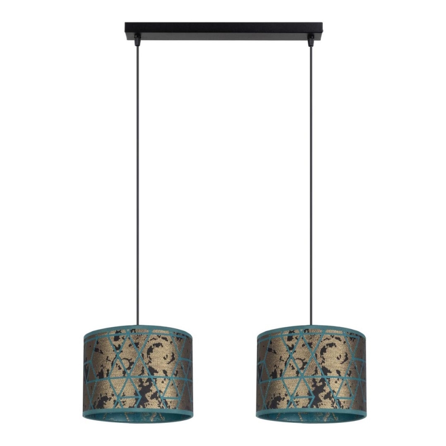 Candelabro suspenso REZO 2xE27/60W/230V dourado/turquesa