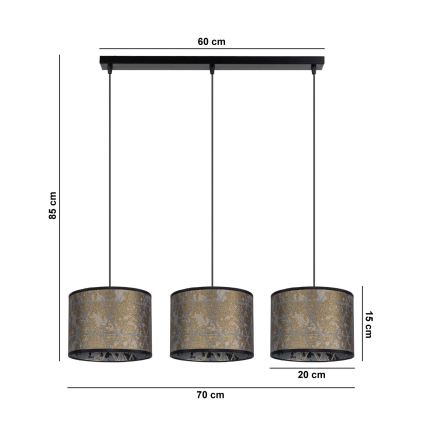 Candelabro suspenso REZO 3xE27/60W/230V dourado