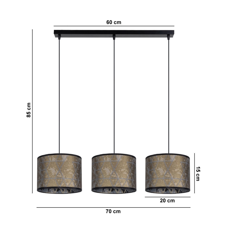 Candelabro suspenso REZO 3xE27/60W/230V dourado