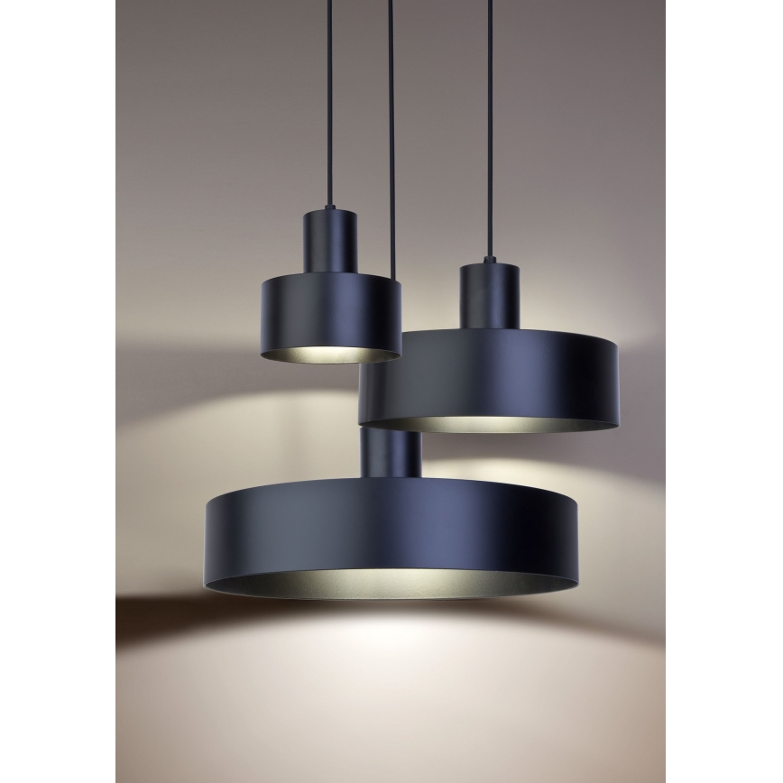 Candelabro suspenso RIF 1xE27/60W/230V d. 25 cm preto