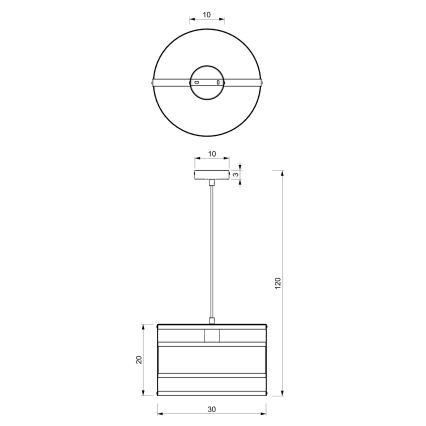 Candelabro suspenso RIM 1xE27/60W/230V preto/dourado