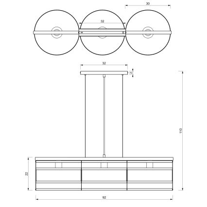 Candelabro suspenso RIM 3xE27/60W/230V