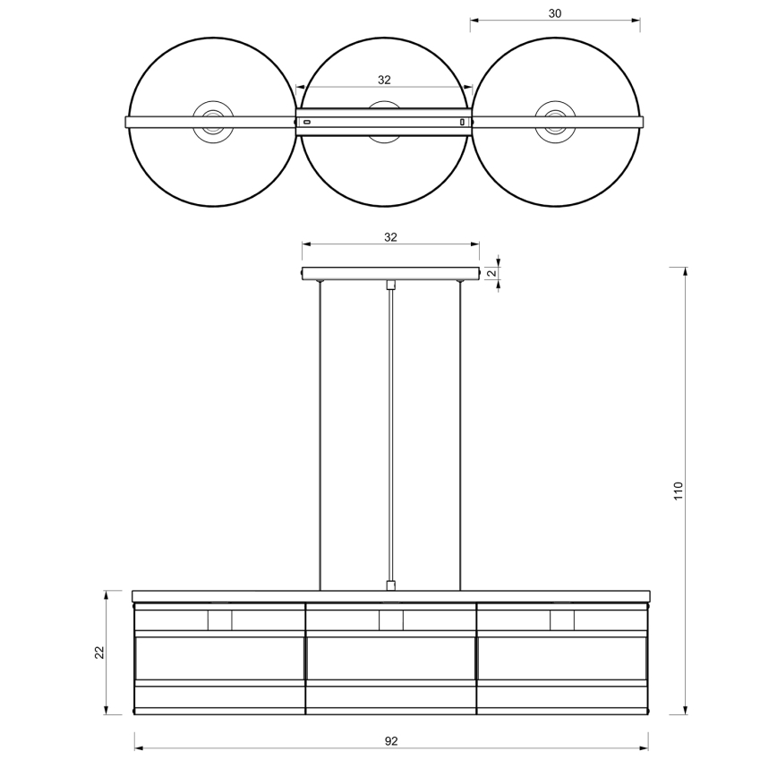 Candelabro suspenso RIM 3xE27/60W/230V