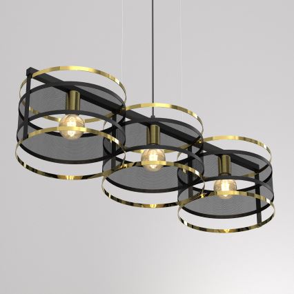 Candelabro suspenso RIM 3xE27/60W/230V preto/dourado