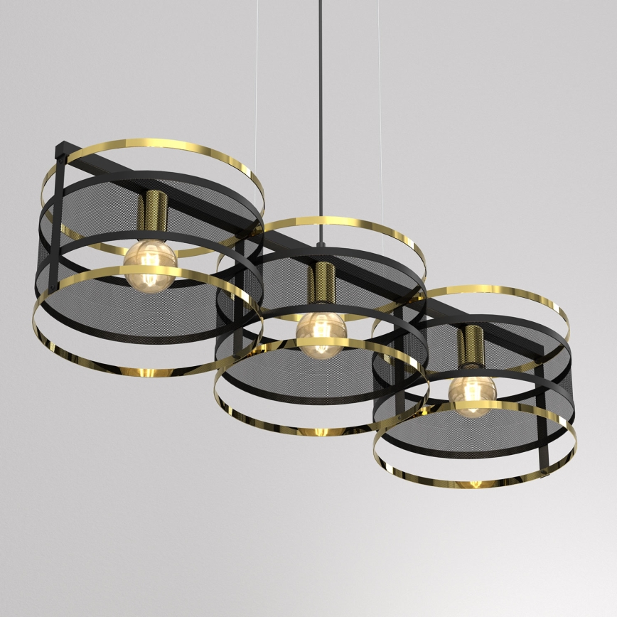 Candelabro suspenso RIM 3xE27/60W/230V preto/dourado