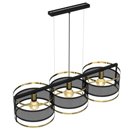 Candelabro suspenso RIM 3xE27/60W/230V preto/dourado