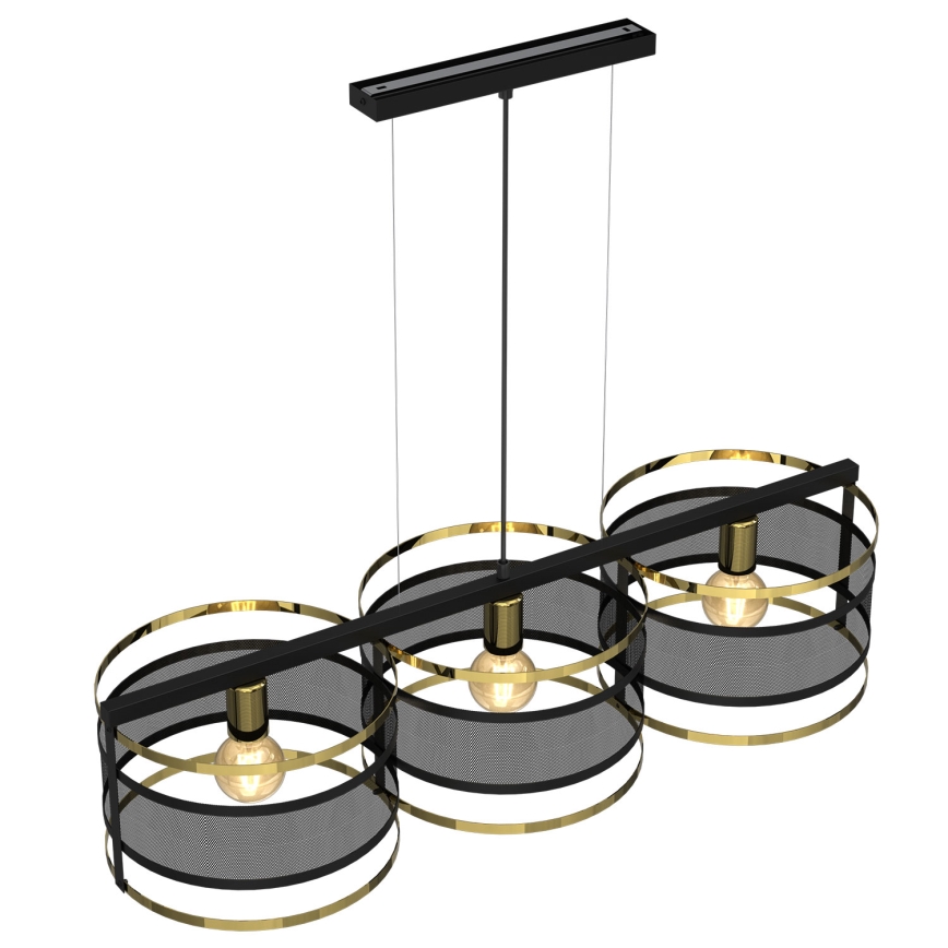 Candelabro suspenso RIM 3xE27/60W/230V preto/dourado