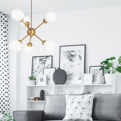 Candelabro suspenso RUBBY BALL 6xG9/5W/230V dourada