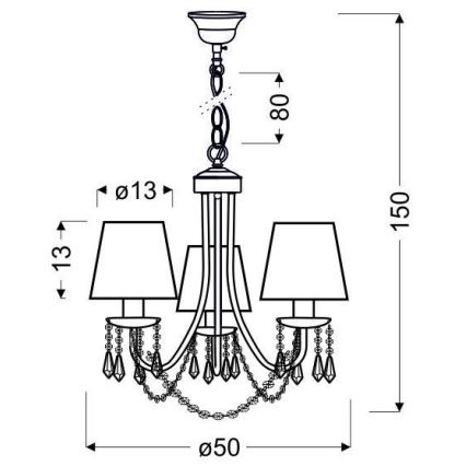Candelabro suspenso RUTI 3xE14/40W/230V