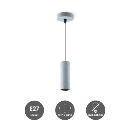 Candelabro suspenso SAGA 1xE27/40W/230V cinzento