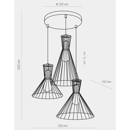 Candelabro suspenso SAHARA 3xE27/60W/230V