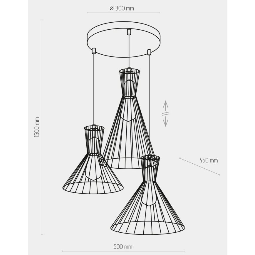 Candelabro suspenso SAHARA 3xE27/60W/230V