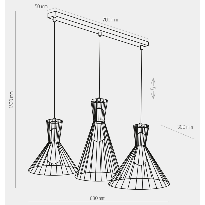 Candelabro suspenso SAHARA 3xE27/60W/230V