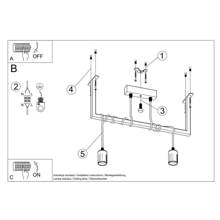 Candelabro suspenso SALAMANCA 2xE27/60W/230V