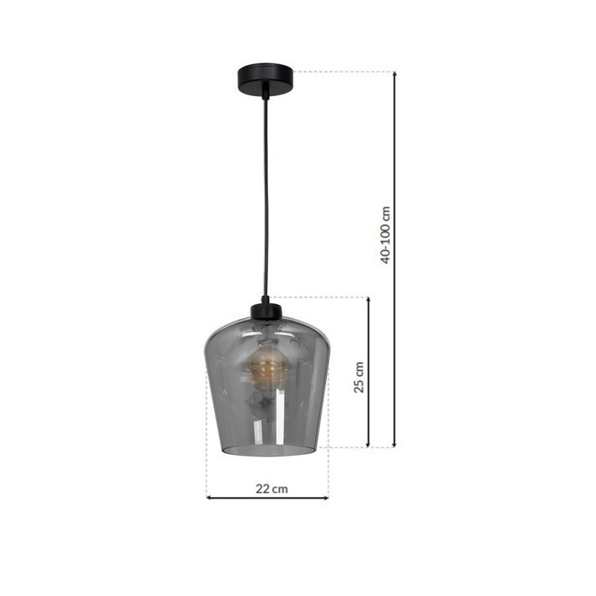 Candelabro suspenso SANTIAGO 1xE27/60W/230V preto