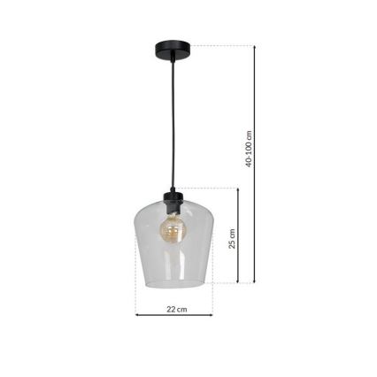 Candelabro suspenso SANTIAGO 1xE27/60W/230V transparente