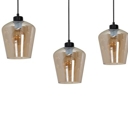 Candelabro suspenso SANTIAGO 3xE27/60W/230V castanho