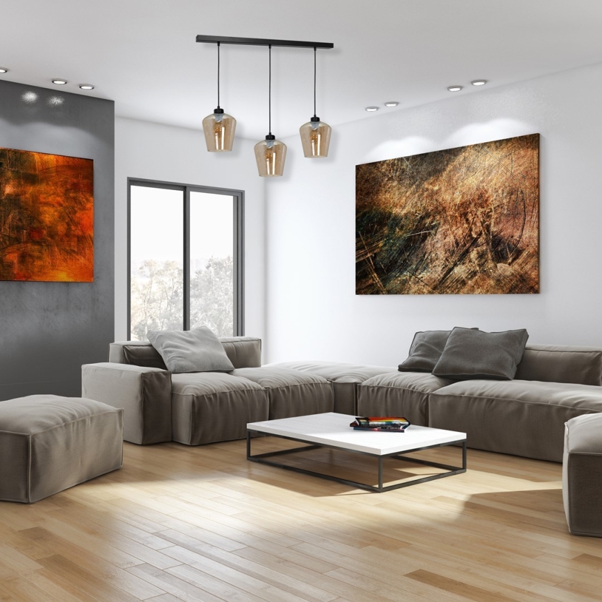 Candelabro suspenso SANTIAGO 3xE27/60W/230V castanho