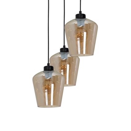 Candelabro suspenso SANTIAGO 3xE27/60W/230V castanho