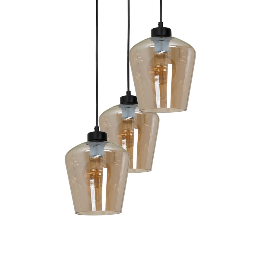 Candelabro suspenso SANTIAGO 3xE27/60W/230V castanho
