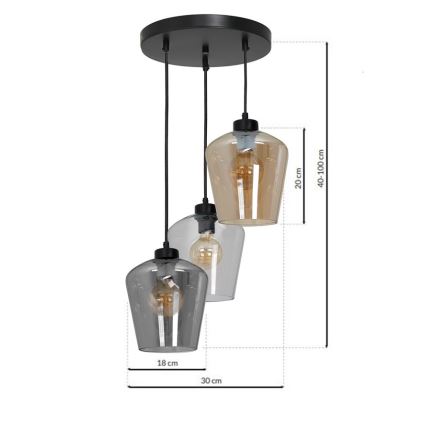 Candelabro suspenso SANTIAGO 3xE27/60W/230V misto