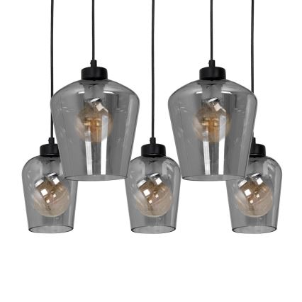 Candelabro suspenso SANTIAGO 5xE27/60W/230V preto