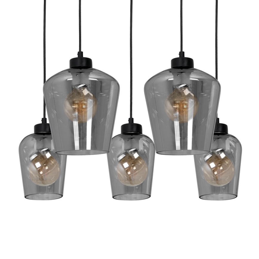 Candelabro suspenso SANTIAGO 5xE27/60W/230V preto