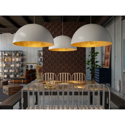 Candelabro suspenso SFERA 1xE27/60W/230V diâmetro 35 cm cinzento/dourada
