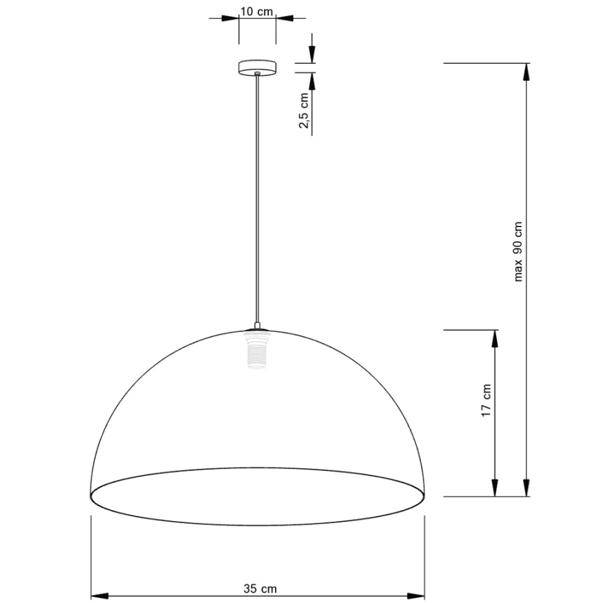 Candelabro suspenso SFERA 1xE27/60W/230V diâmetro 35 cm cinzento/prateado