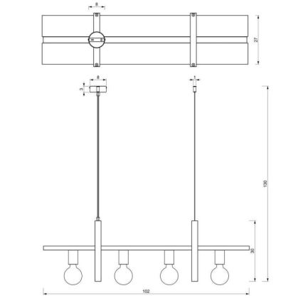 Candelabro suspenso SHELF 4xE27/60W/230V