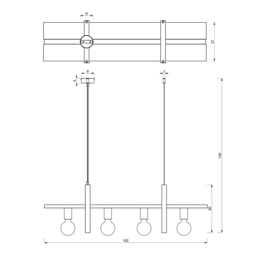Candelabro suspenso SHELF 4xE27/60W/230V