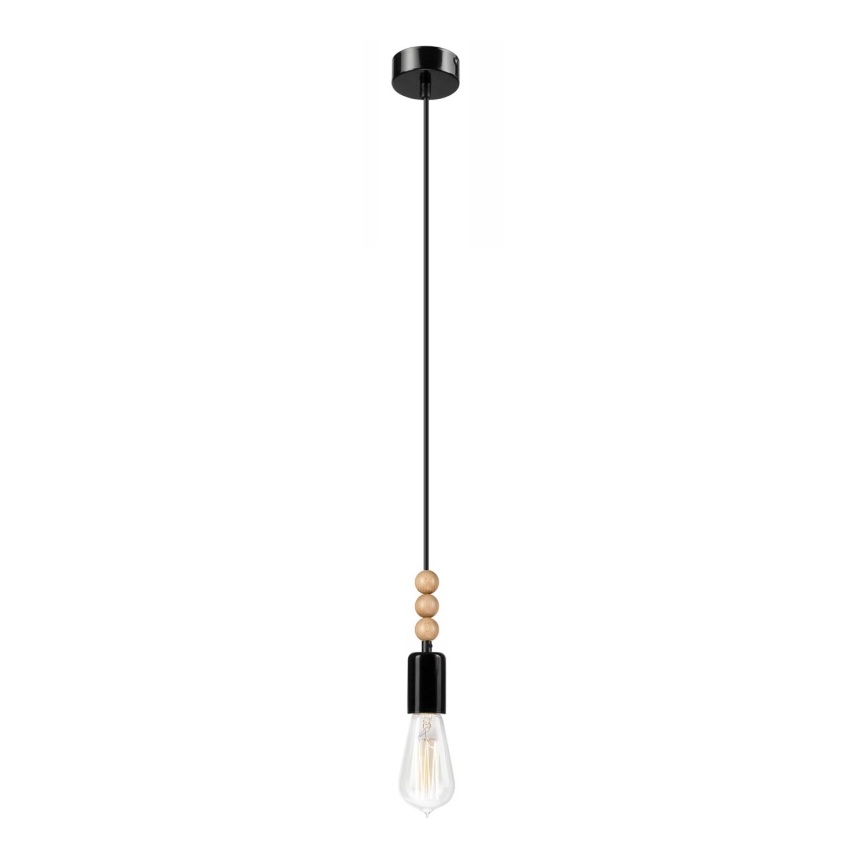 Candelabro suspenso SIMON 1xE27/60W/230V preto/faia - FSC certificado