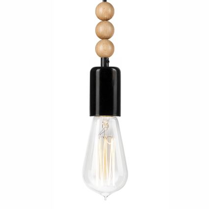 Candelabro suspenso SIMON 1xE27/60W/230V preto/faia - FSC certificado