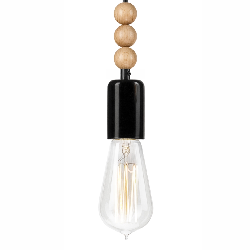 Candelabro suspenso SIMON 1xE27/60W/230V preto/faia - FSC certificado