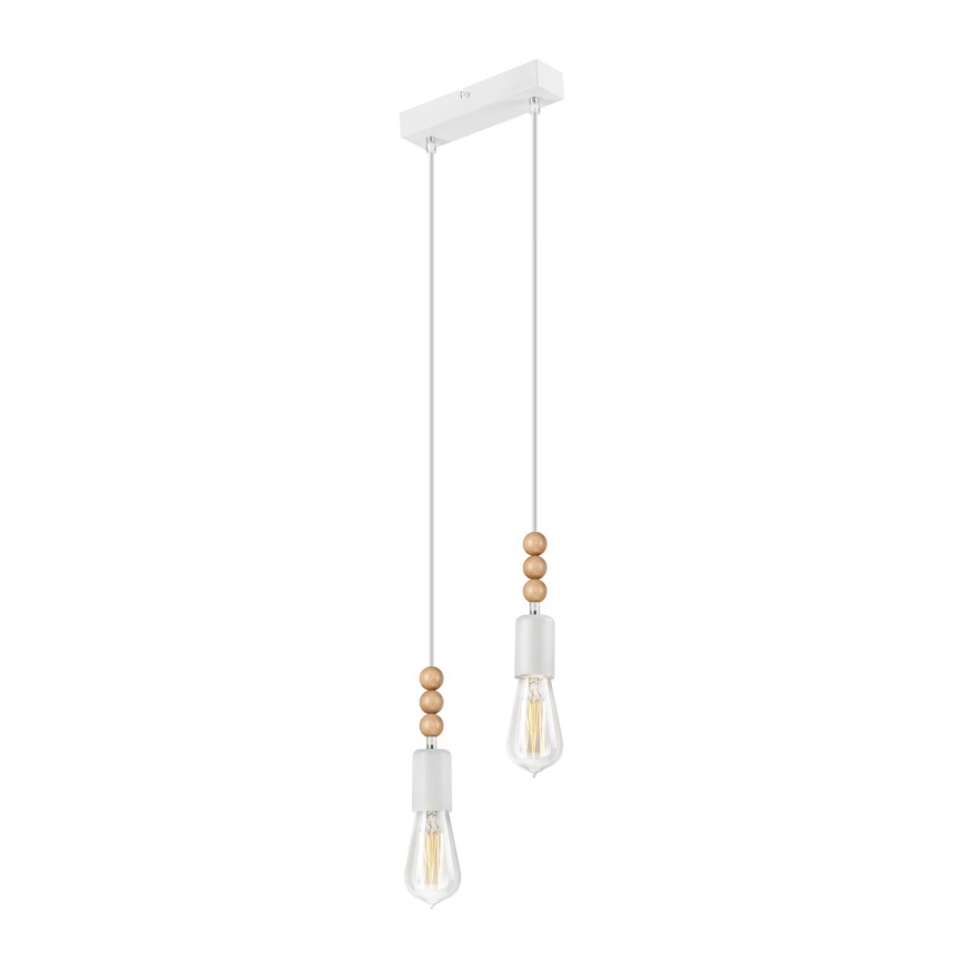 Candelabro suspenso SIMON 2xE27/60W/230V branco/faia - FSC certificado