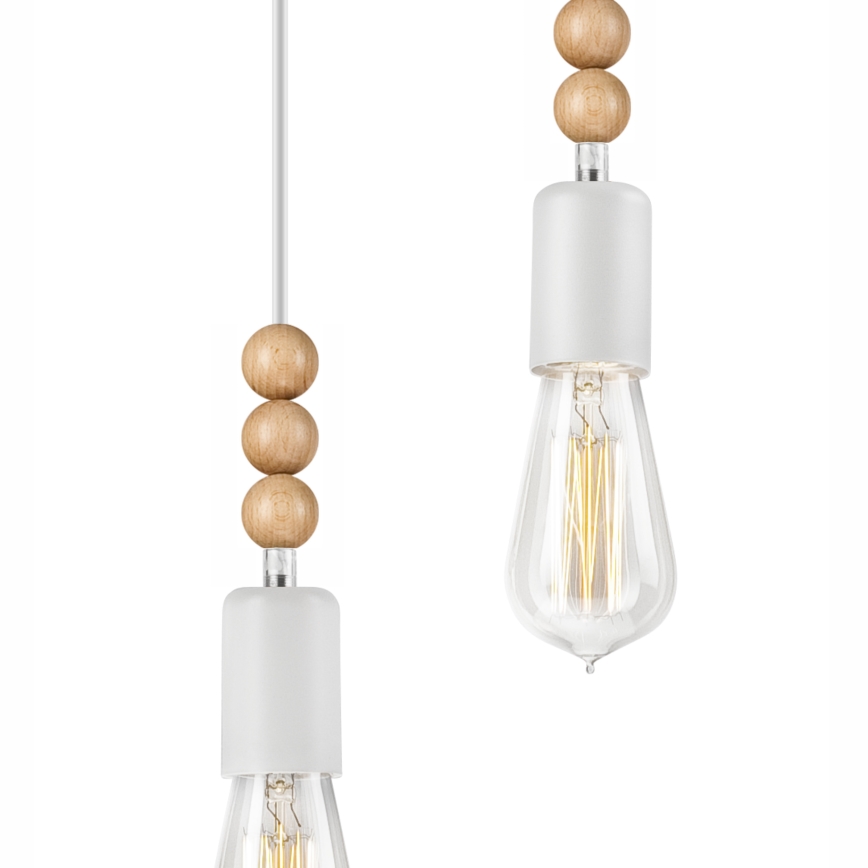 Candelabro suspenso SIMON 2xE27/60W/230V branco/faia - FSC certificado