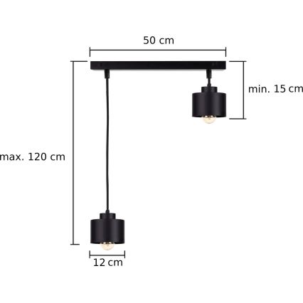 Candelabro suspenso SIMPLY BLACK 2xE27/60W/230V