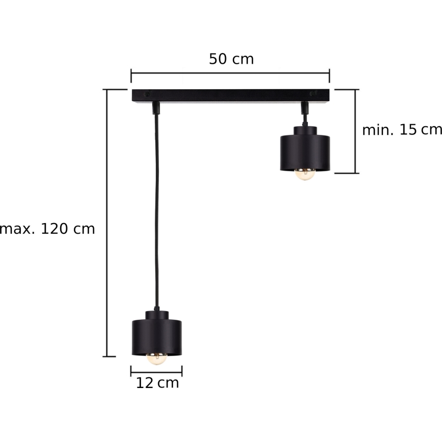 Candelabro suspenso SIMPLY BLACK 2xE27/60W/230V