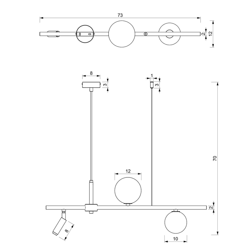 Candelabro suspenso SIRIO 3xG9/25W/230V preto