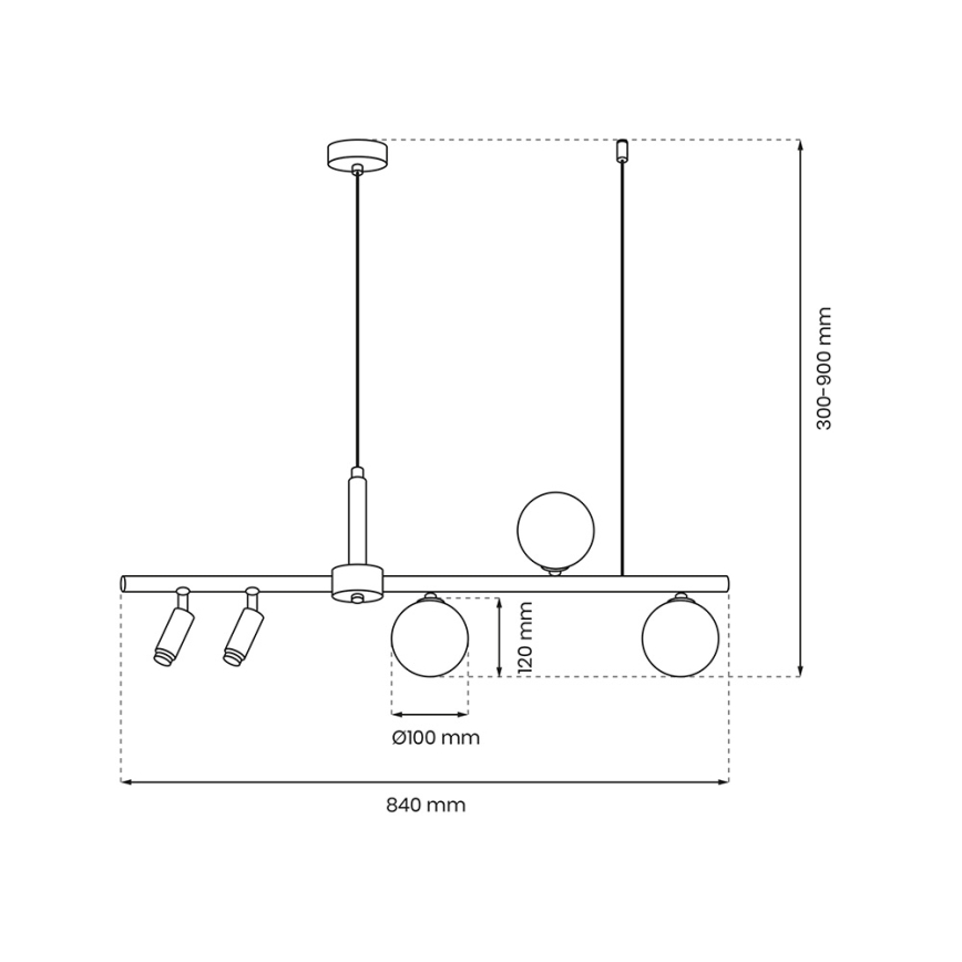 Candelabro suspenso SIRIO 5xG9/25W/230V preto