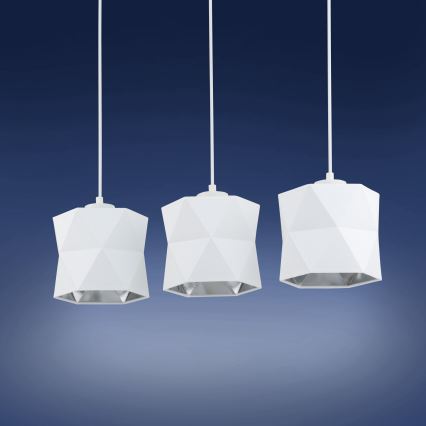Candelabro suspenso SIRO 3xE27/15W/230V branco/prateado