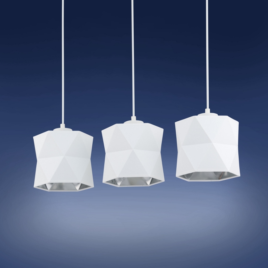 Candelabro suspenso SIRO 3xE27/15W/230V branco/prateado