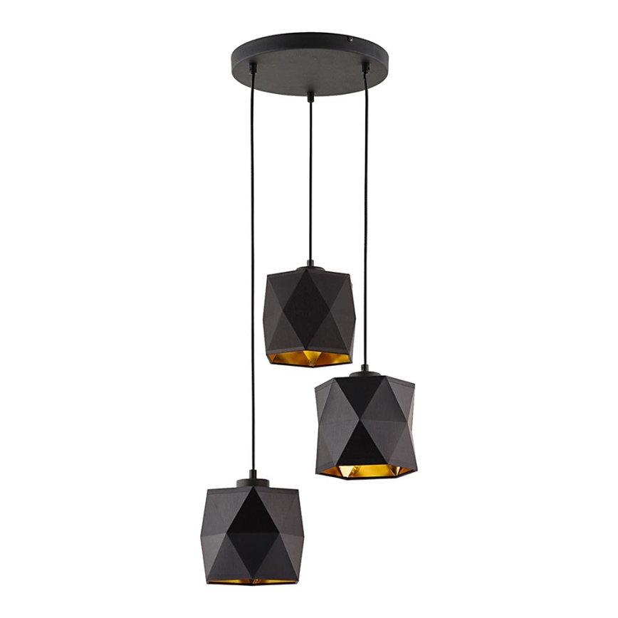 Candelabro suspenso SIRO 3xE27/15W/230V preto/dourado