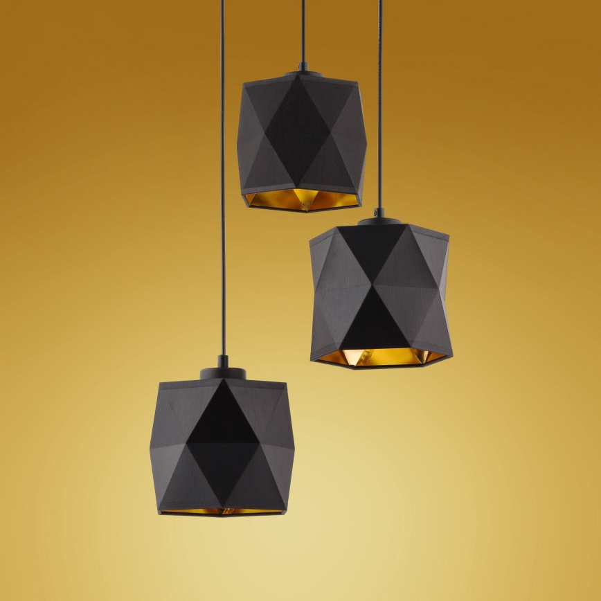 Candelabro suspenso SIRO 3xE27/15W/230V preto/dourado