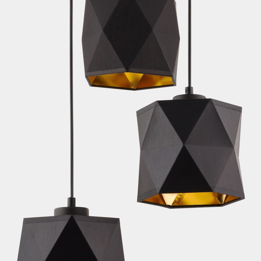 Candelabro suspenso SIRO 3xE27/15W/230V preto/dourado